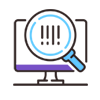 컴퓨터 모니터와 돋보기 아이콘